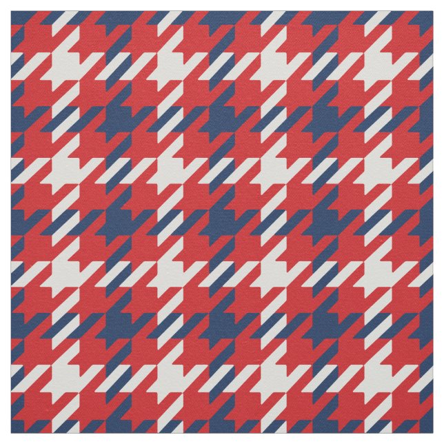 Tissu motif de fond blanc bleu rouge rétro (Échantillon)