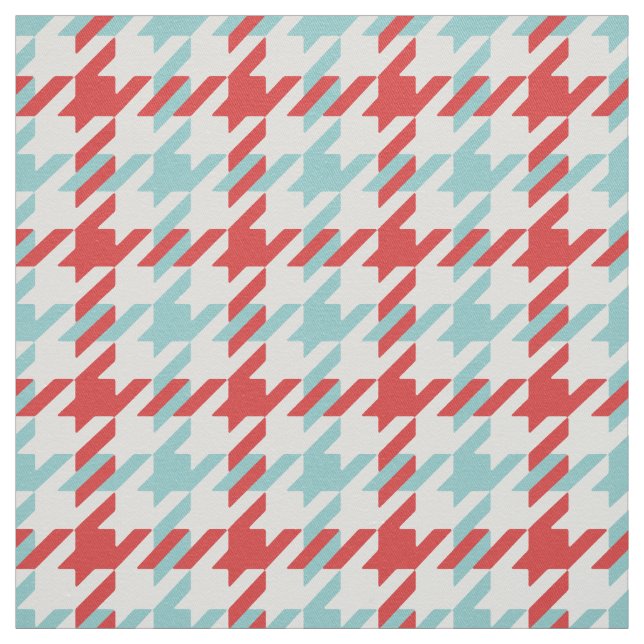 Tissu motif de fond rouge et turquoise rétro (Échantillon)