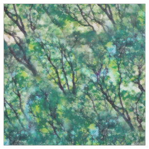 Tissu Motif de forêt verte aquarelle