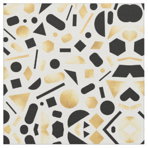 Tissu Motif de formes géométriques Noir Or moderne