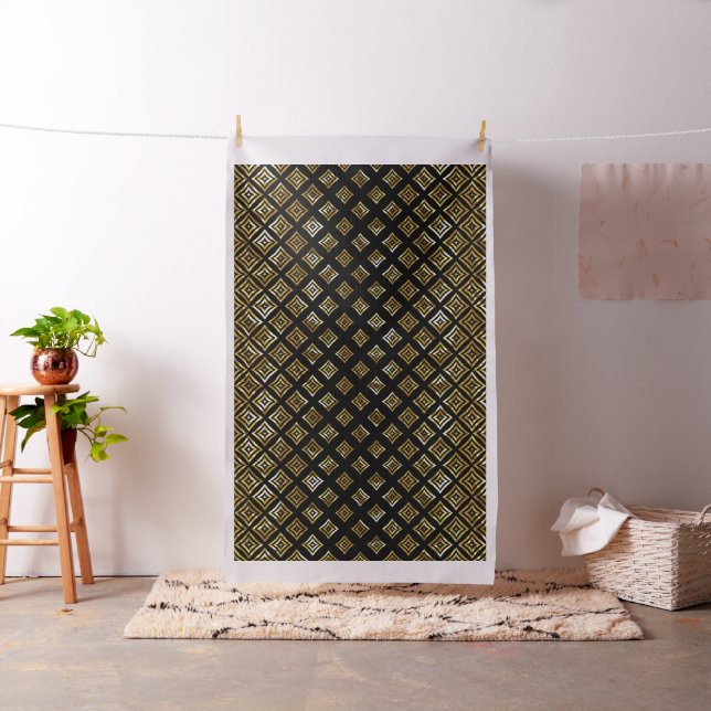 Tissu Motif De Formes Géométriques Or Et Noir (In Situ)