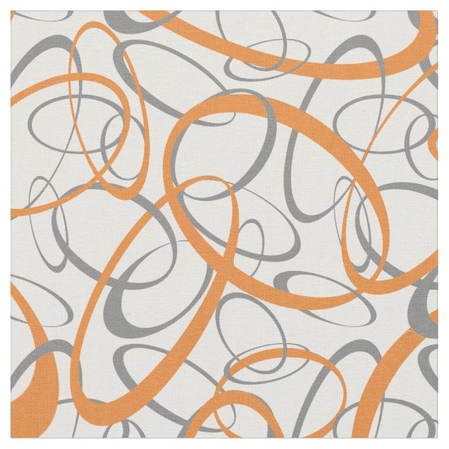 Tissu Motif de formes rétro orange et gris (Fermer)