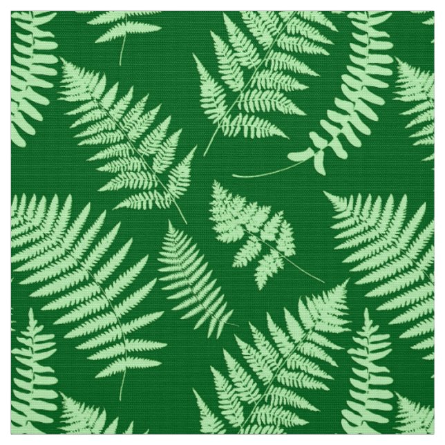 Tissu Motif de fougère forestière, vert clair et foncé (Échantillon)