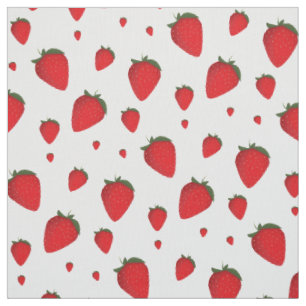 Tissu Motif de fraises blanches rouges