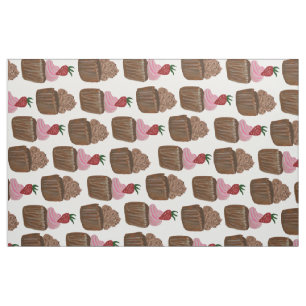 Tissu Motif de fraises de chocolat Cupcake