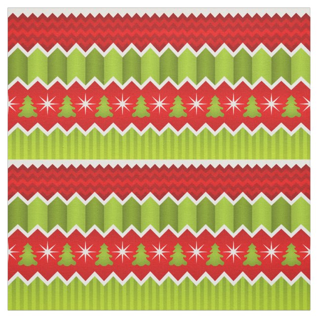 Tissu Motif De Frappes Chevron Rouge Et Vert Noël (Échantillon)