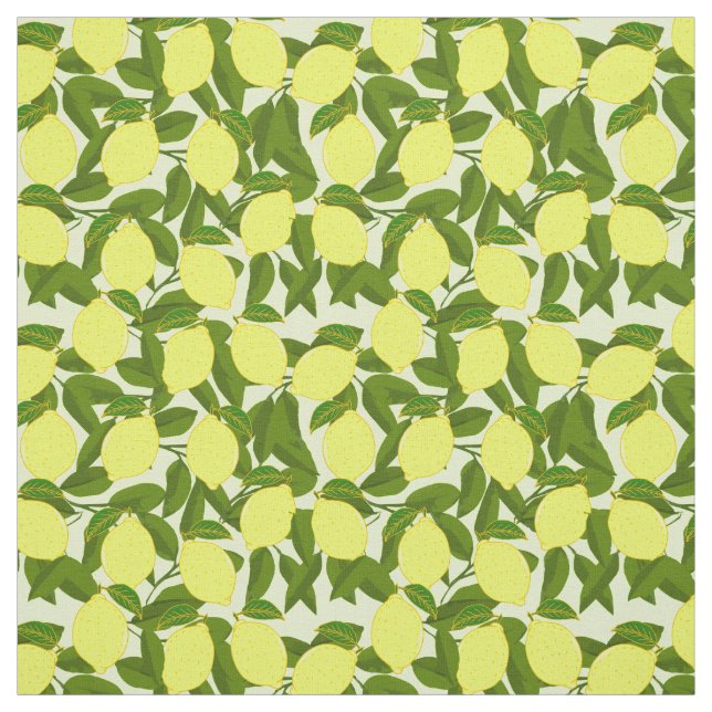Tissu Motif de fruits aux citrons jaunes d'été (Échantillon)