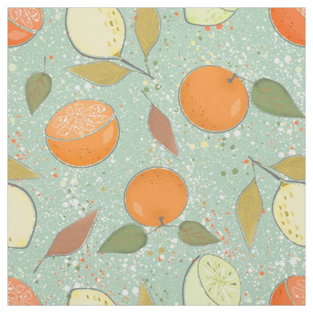 Tissu Motif de fruits avec citrons, oranges, chaux (Échantillon)