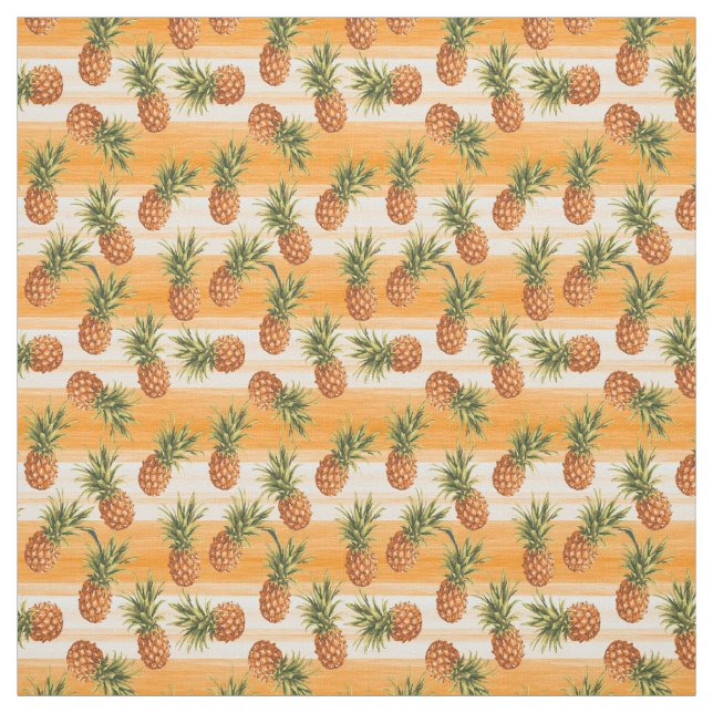 Tissu Motif de fruits d'ananas vert orange (Échantillon)
