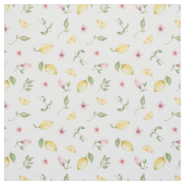 Tissu Motif de fruits de citron jaune brillant d'été mod (Échantillon)