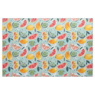 Tissu Motif de fruits d'été   Pastèque & Citrus sans cou