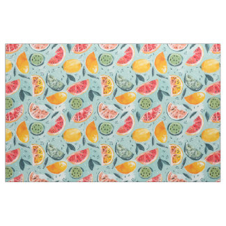 Tissu Motif de fruits d'été | Pastèque & Citrus sans cou