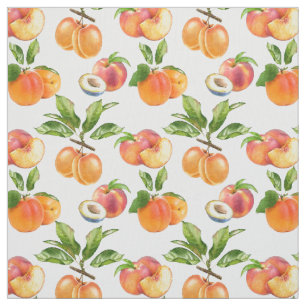 Tissu Motif de fruits mûrs, abricots et prunes