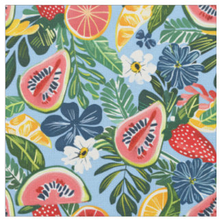 Tissu Motif de fruits tropicaux | Botanique estivale tra