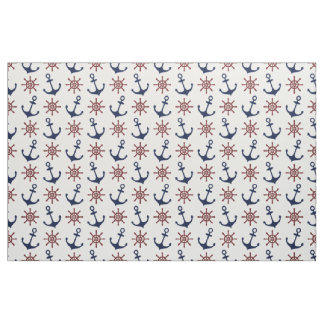 Tissu Motif de gouvernail Ancre bleu et rouge marine