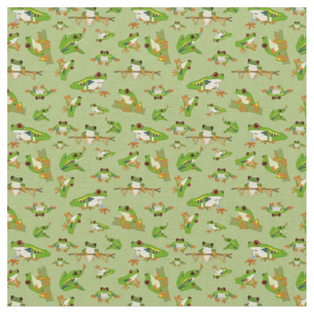 Tissu Motif de grenouille à arbre rouge (Fermer)