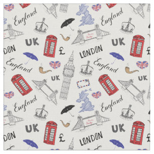 Tissu Motif de griffonnages de ville de Londres