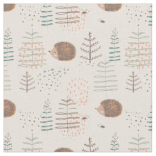 Tissu Motif de hérisson de bois mignon
