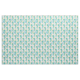 Tissu Motif de hippocampe fantaisiste sarcelle et vert c