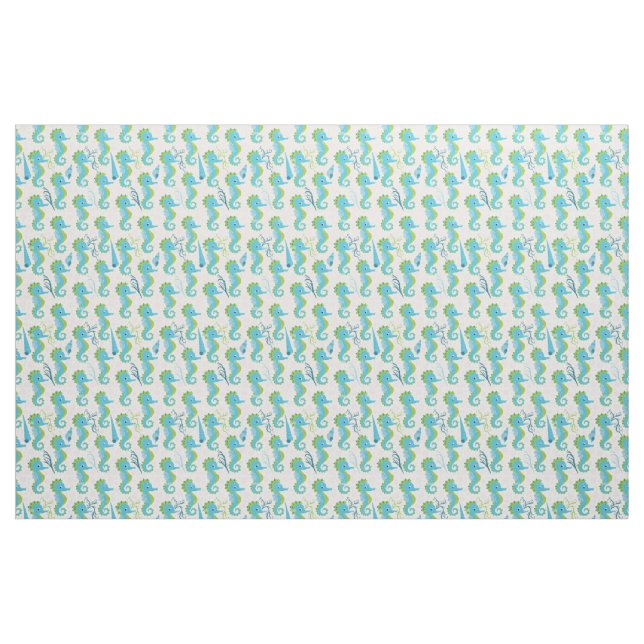 Tissu Motif de hippocampe fantaisiste sarcelle et vert c (Fat Quarter)