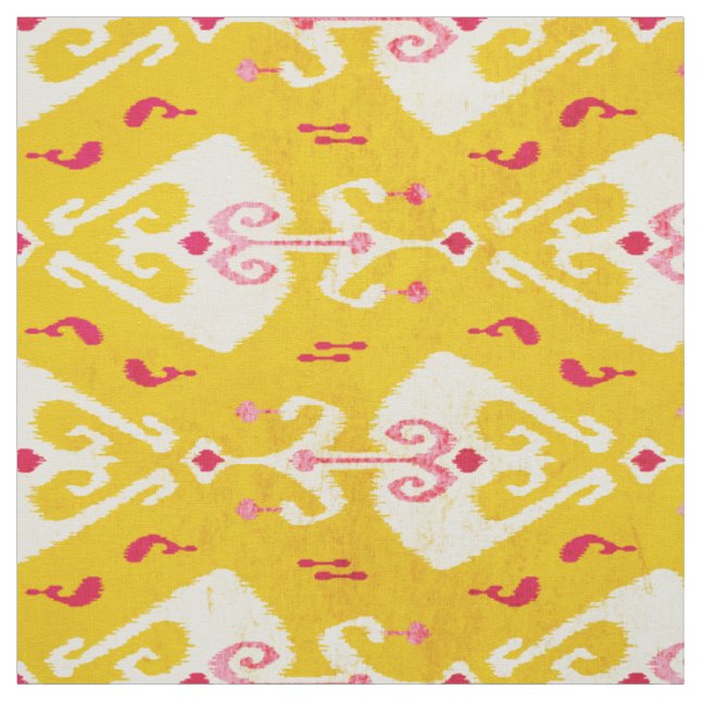 Tissu motif de ikat rose jaune chic moderne (Échantillon)