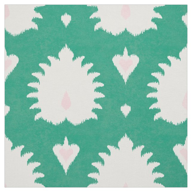 Tissu motif de ikat rose vert à texture moderne (Échantillon)
