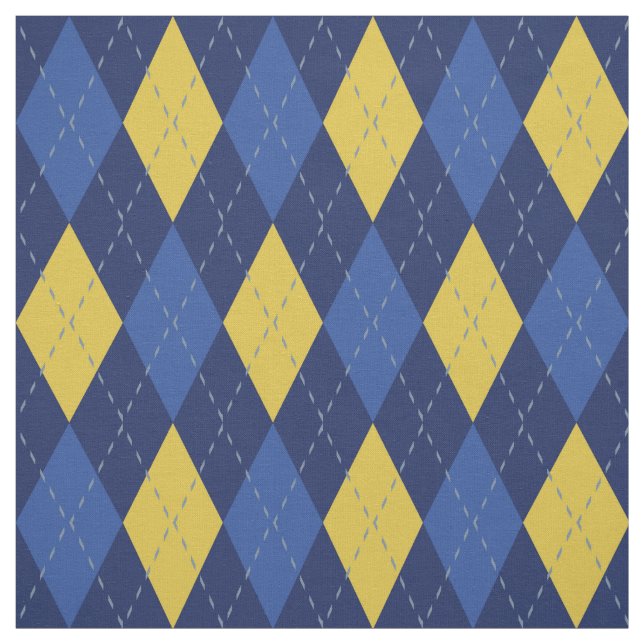 Tissu Motif de Jacquard bleu et jaune or de la Marine (Échantillon)