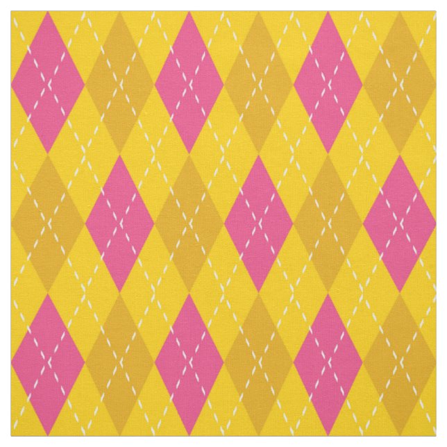 Tissu Motif de Jacquard rose et jaune or (Échantillon)