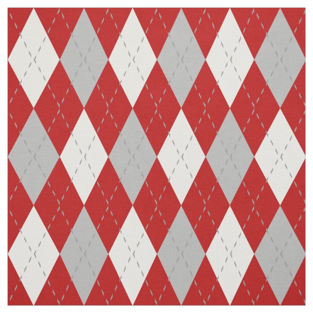 Tissu Motif de Jacquard rouge et blanc (Échantillon)