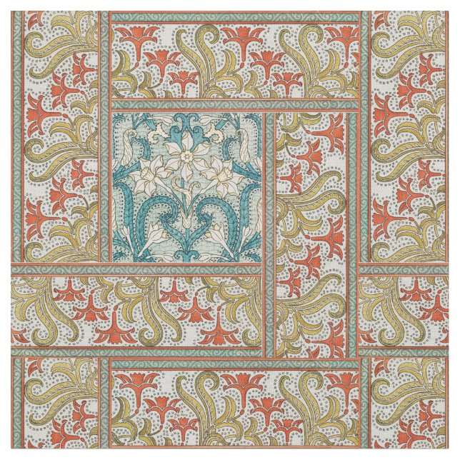 Tissu Motif de jonquilles Art nouveau vintage Verneuil (Fermer)