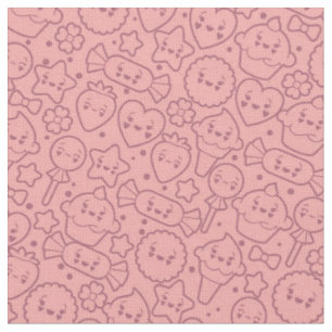 Tissu Motif de Kawaii avec les gâteaux mignons