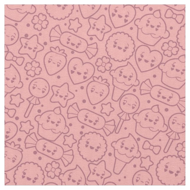 Tissu Motif de Kawaii avec les gâteaux mignons (Fermer)