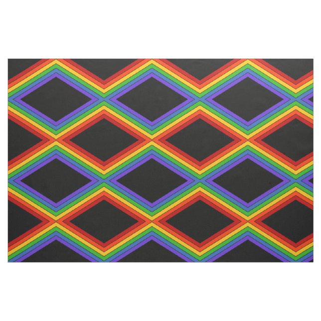 Tissu Motif de la bande arc-en-ciel noire Diamond (Fat Quarter)