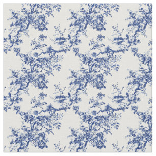 Tissu Motif de la branche de la Flore de Toile Bleu