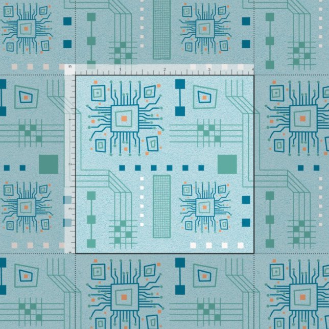 Tissu ・ Motif de la carte à circuit bleu et Turquoise (Créateur téléchargé)