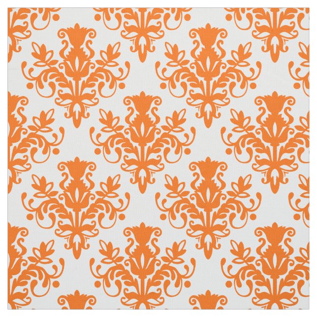 Tissu Motif de la damassé 02 - orange sur le blanc (Échantillon)