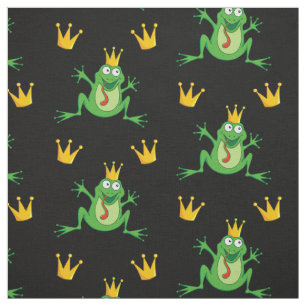 Tissu Motif de la grenouille-Prince avec des couronnes