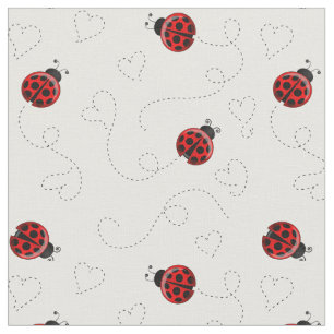 Tissu Motif de la piste cardiaque de Red Ladybug