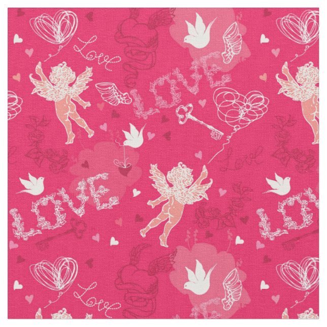 Tissu Motif de la Saint Valentin avec Cupidon (Fermer)