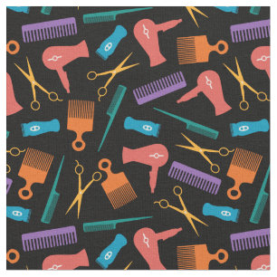 Tissu Motif de la silhouette de l'outil Coiffure noire d