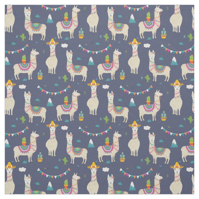 Tissu Motif de lama de célébration (Échantillon)