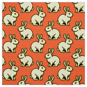 Tissu Motif de lapins - Noir, jaune clair et orange