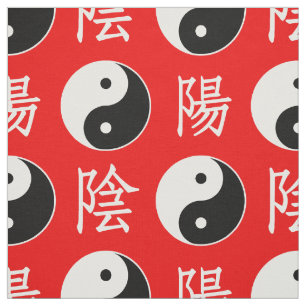 Tissu Motif de l'Arrière - plan rouge chinois Yinyang