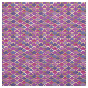Tissu Motif de l'échelle Abstraite de sirène d'or violet