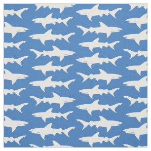 Tissu Motif de l'école bleue et blanche des requins