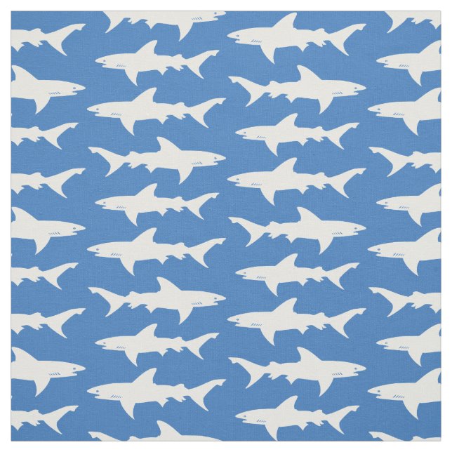 Tissu Motif de l'école bleue et blanche des requins (Échantillon)