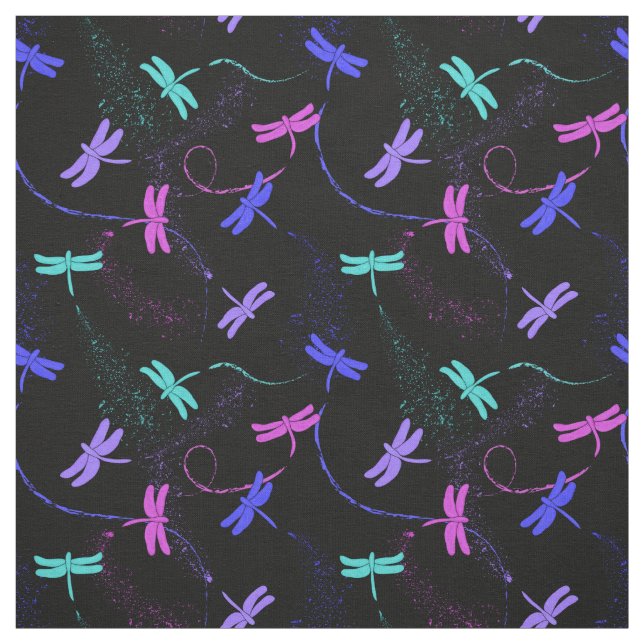 Tissu Motif de libellule coloré (Échantillon)
