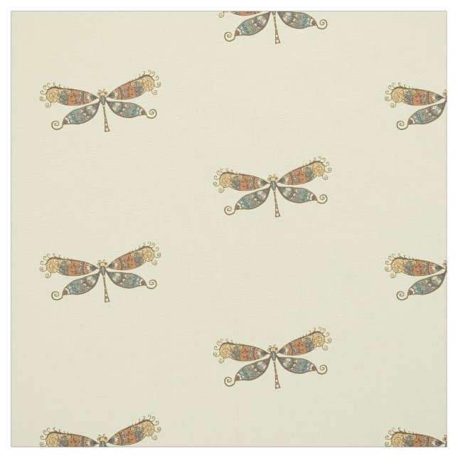 Tissu Motif de libellule fantaisiste (Échantillon)
