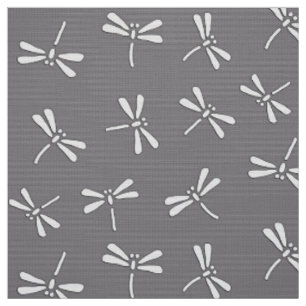 Tissu Motif de libellule, gris japonais/gris et blanc