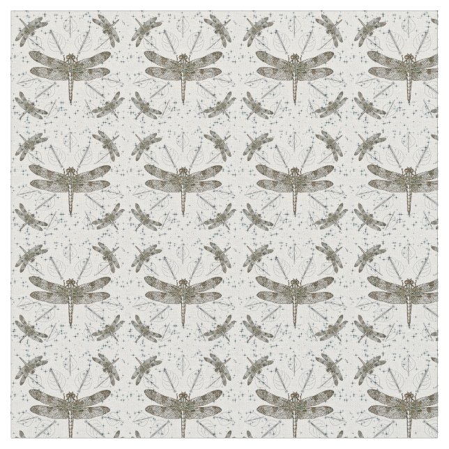Tissu Motif de libellules d'or - lumière (Fermer)